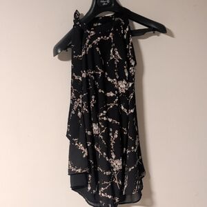 DR2 Black Asymmetrical Floral Dress